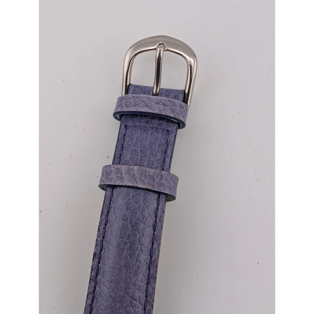 Chico's Women's Watch 34mm Silver Case Purple Leather Band- New Battery
